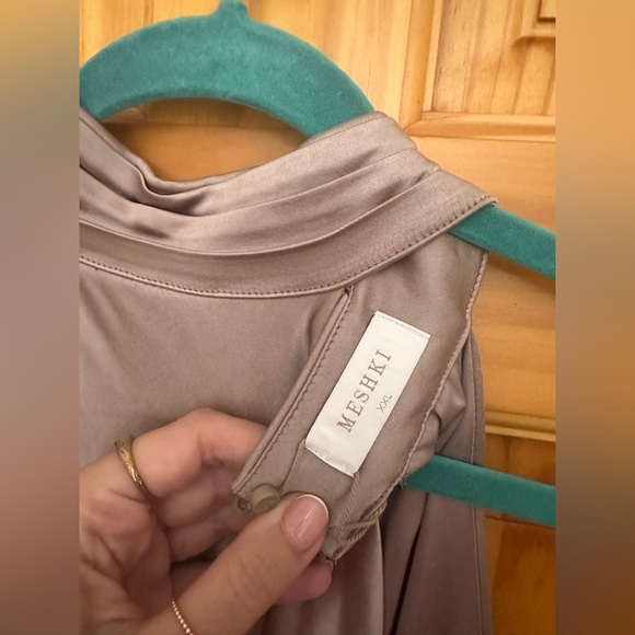 Meshki - Claire Satin Drape Back Maxi Dress - Champagne - Picture 2 of 4